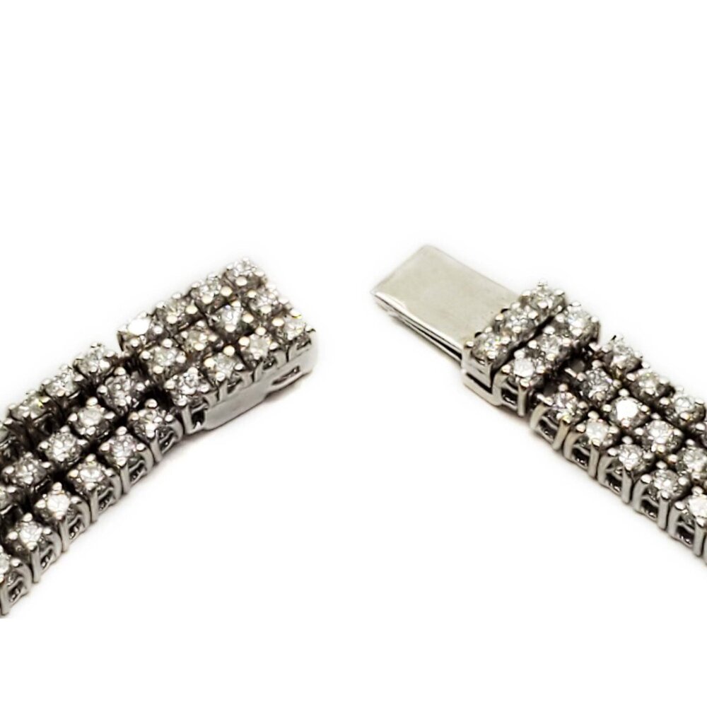 Hearts On Fire 6.93 ctw Natural Diamond Triple Strand Bracelet 18k White Gold - Picture 6 of 10